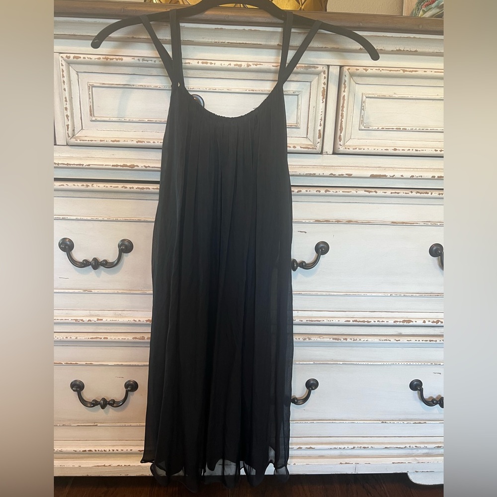 Made in Italy Angel Black Silk Mini Dress. OS. NWOT. - Picture 10 of 14